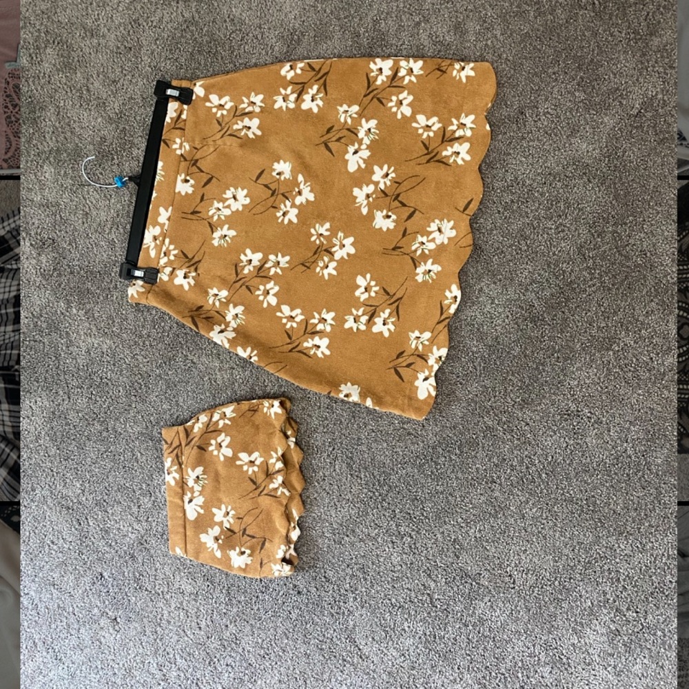 Mommy & Me matching mini skirts. Mustard color